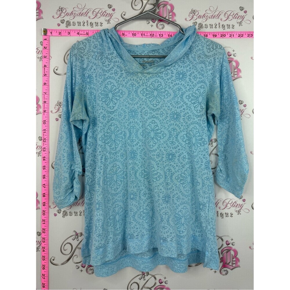 Columbia sportswear top shirt hooded Light Blue Floral-Print Hooded Tunic Top